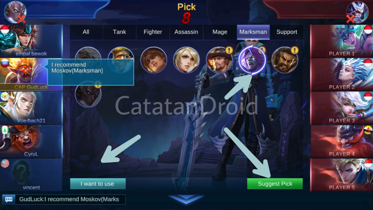 Cara Quick Chat Banned Hero Draft Pick Game Mobile Legends