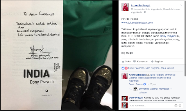 facebook Arum Sarilangit tentang "The Best Of India"