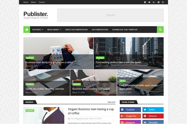 Publister - Responsive Magazine Blogger Template
