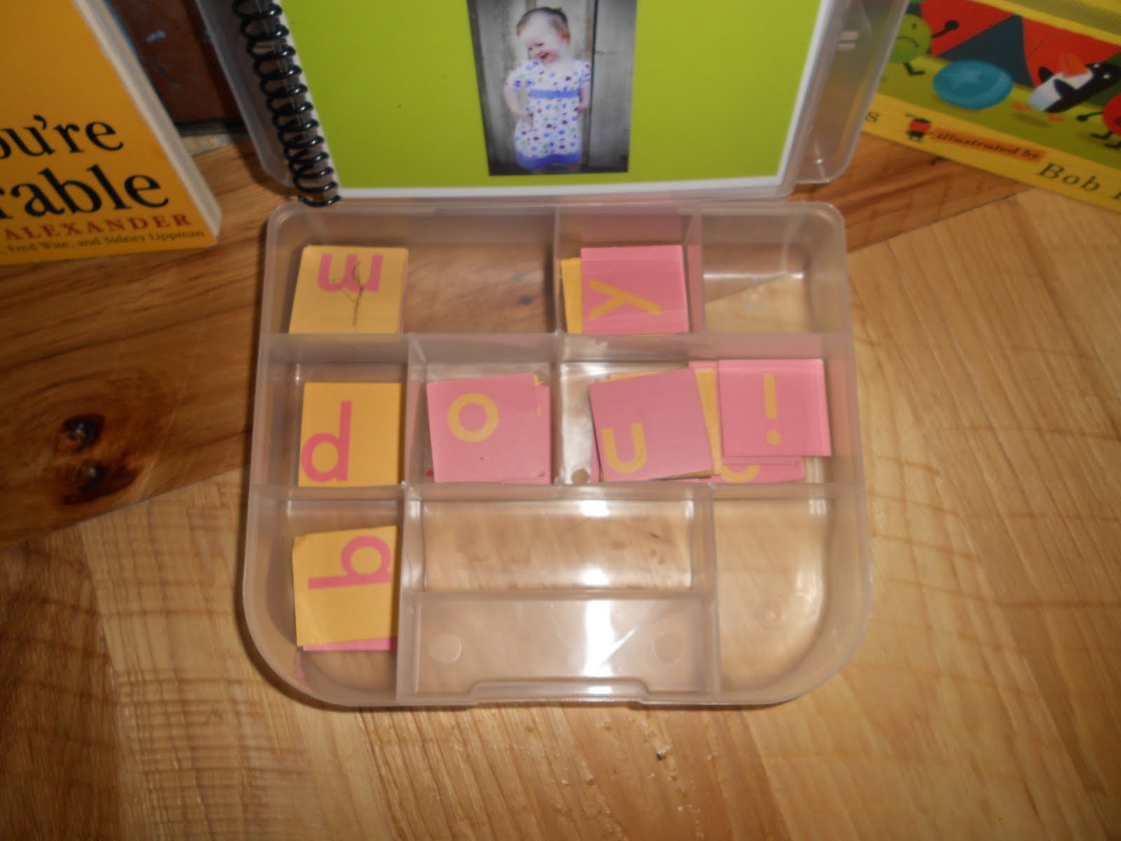 my kids eat off the floor Quiet time basket Alphabet