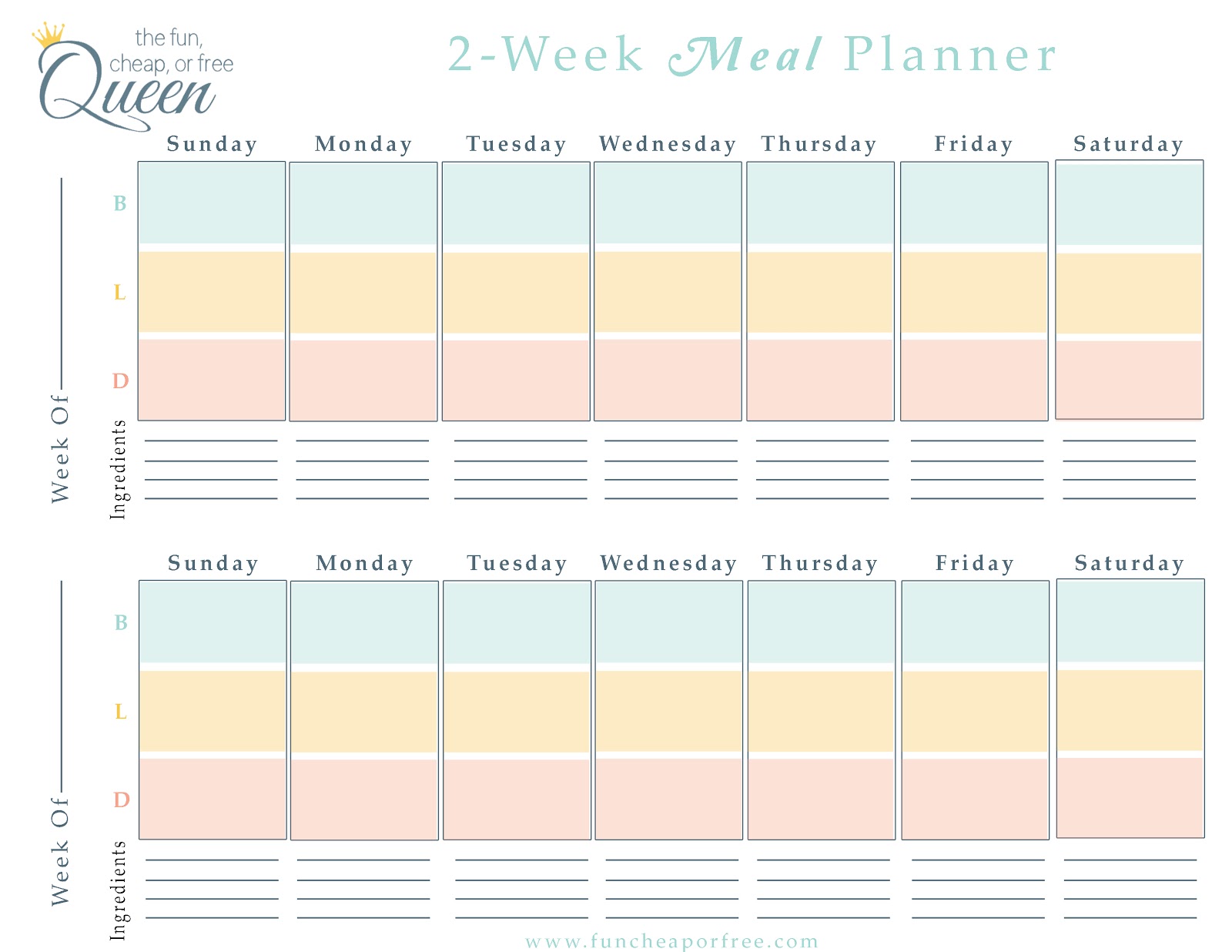 Meal Planner Google Sheets Template