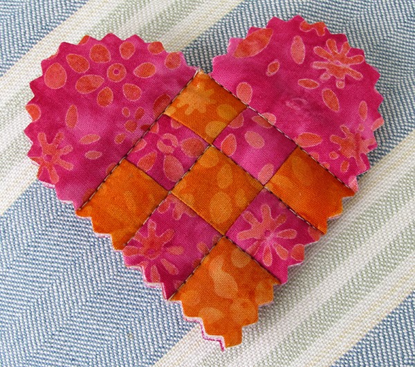 quilted Valentine's pin tutorial