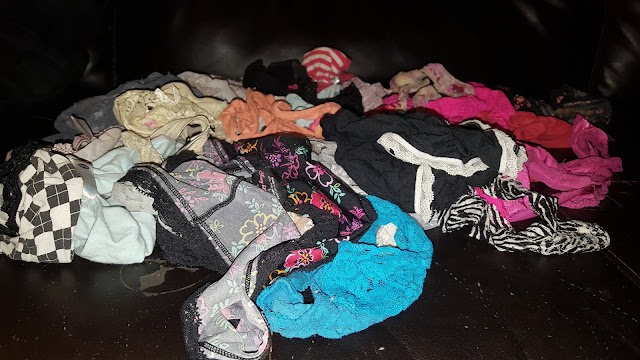 A pile of Jasmin Jai's worn panties for purchase