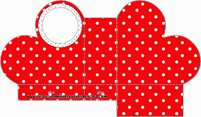 Free Printable Red and White Polka Dots heart Shaped Open Box.