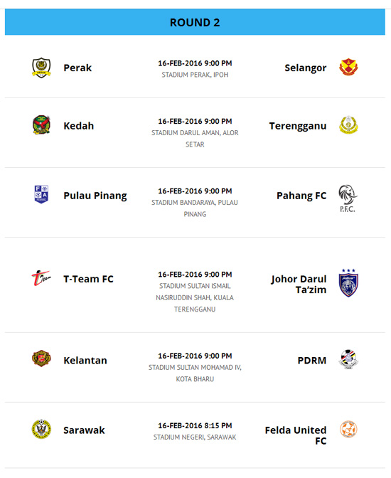 Jadual Perlawanan Liga Super Malaysia 2016