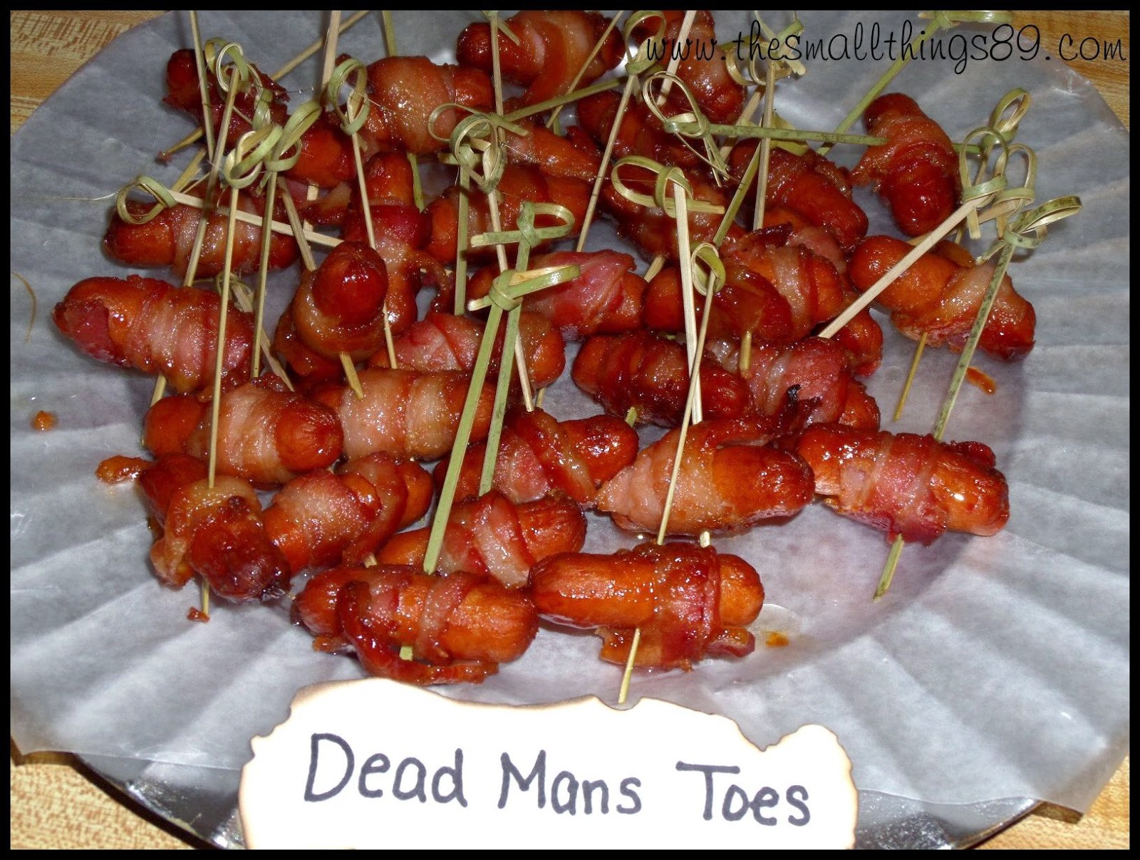 Halloween Appetizer- Bacon Brown Sugar Wrapped Cocktail Sausages DIY