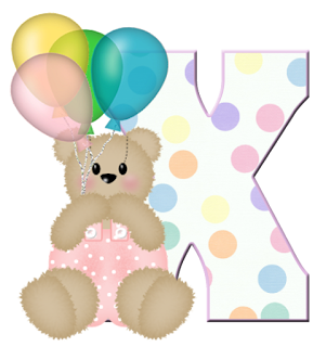 Abecedarios de Osita de Peluche con Globos. Teddy Bear with Balloons Alphabet.