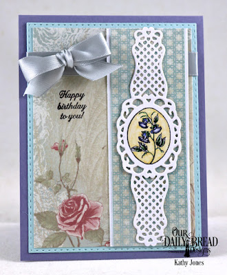 Our Daily Bread Designs Stamp Set:Lovely Flower, Paper Collection: Shabby Rose, Custom Dies:Fancy Fan, Double Stitched Rectangles