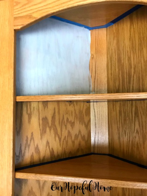 pine cabinet shelves gray paint