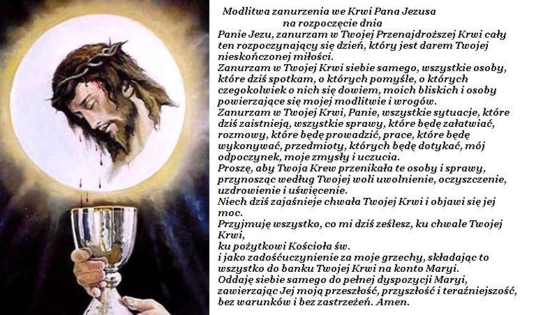 Modlitwa Ku Czci Najdroższej Krwi Pana Jezusa Modlitwa na każdy dzień: Modlitwa zanurzenia we Krwi Pana Jezusa na
