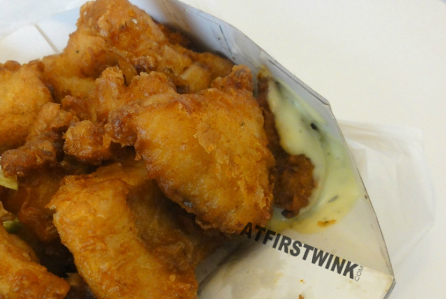 Kibbeling (pieces of fried fish) from Royal Fish, Markthal in Rotterdam