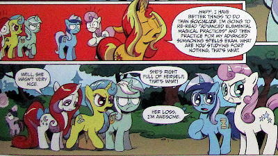 Sunset Shimmer annoys the other unicorns