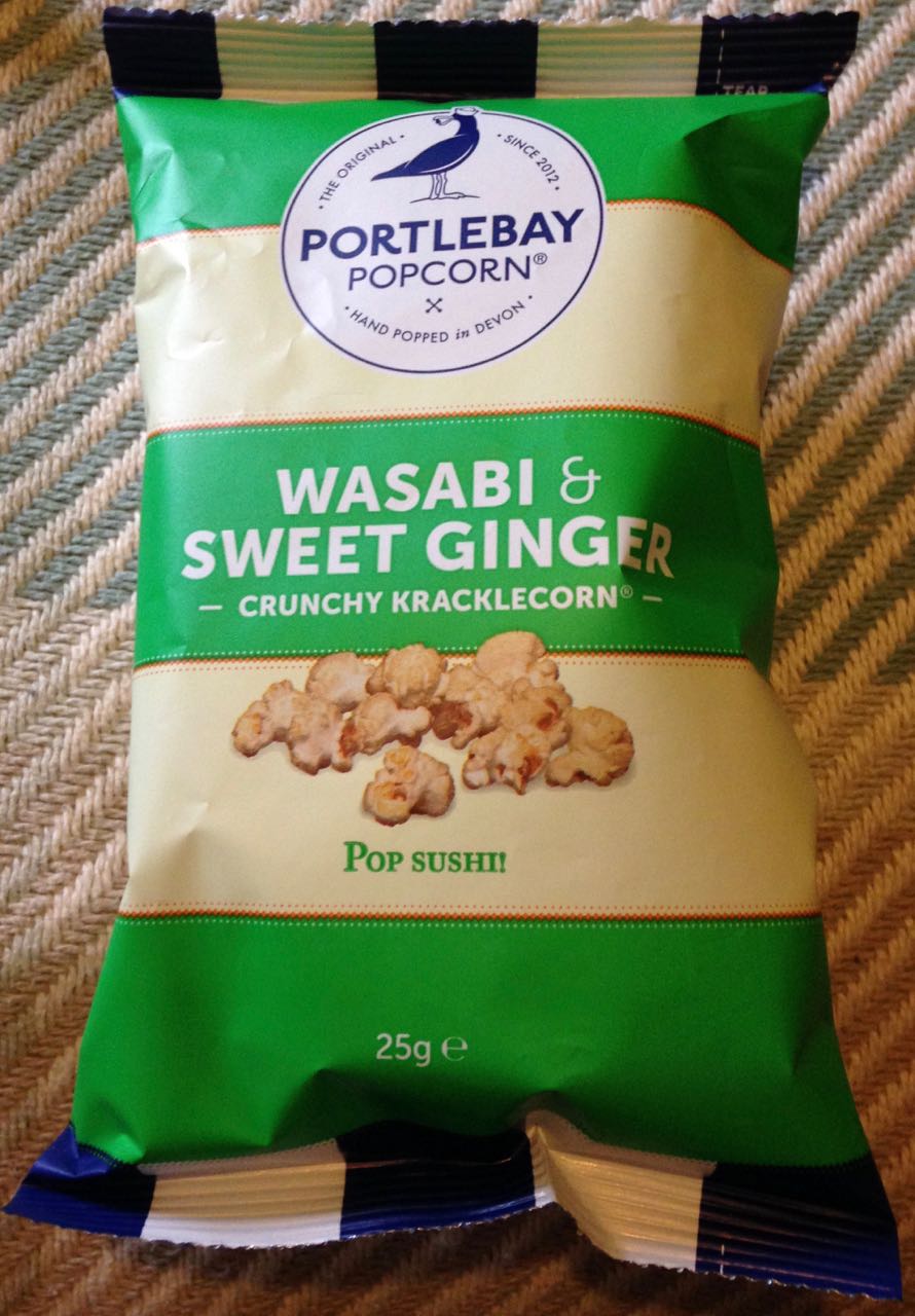 FOODSTUFF FINDS Portlebay Popcorn Wasabi and Sweet Ginger Popcorn
