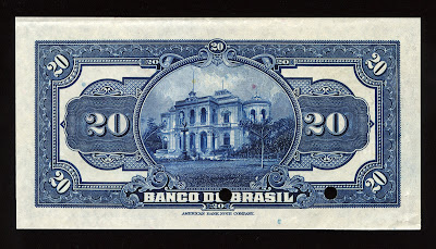 World Paper Money Brazil 20 Mil Reis banknote Monroe Palace
