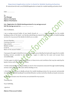 how to write a letter to bank manager for mobile banking facility