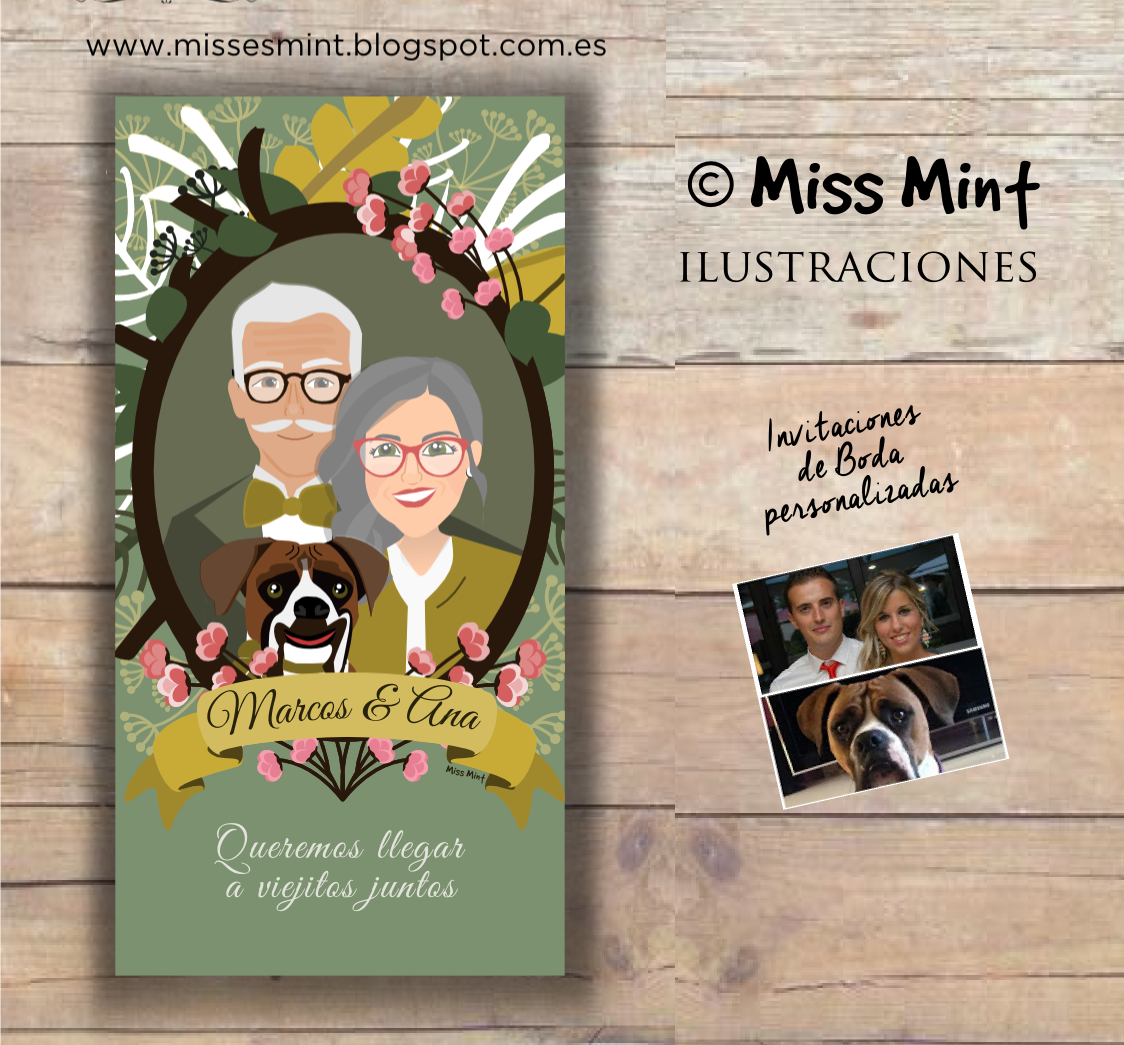invitaciones de boda personalizadas Miss Mint Ilustraciones
