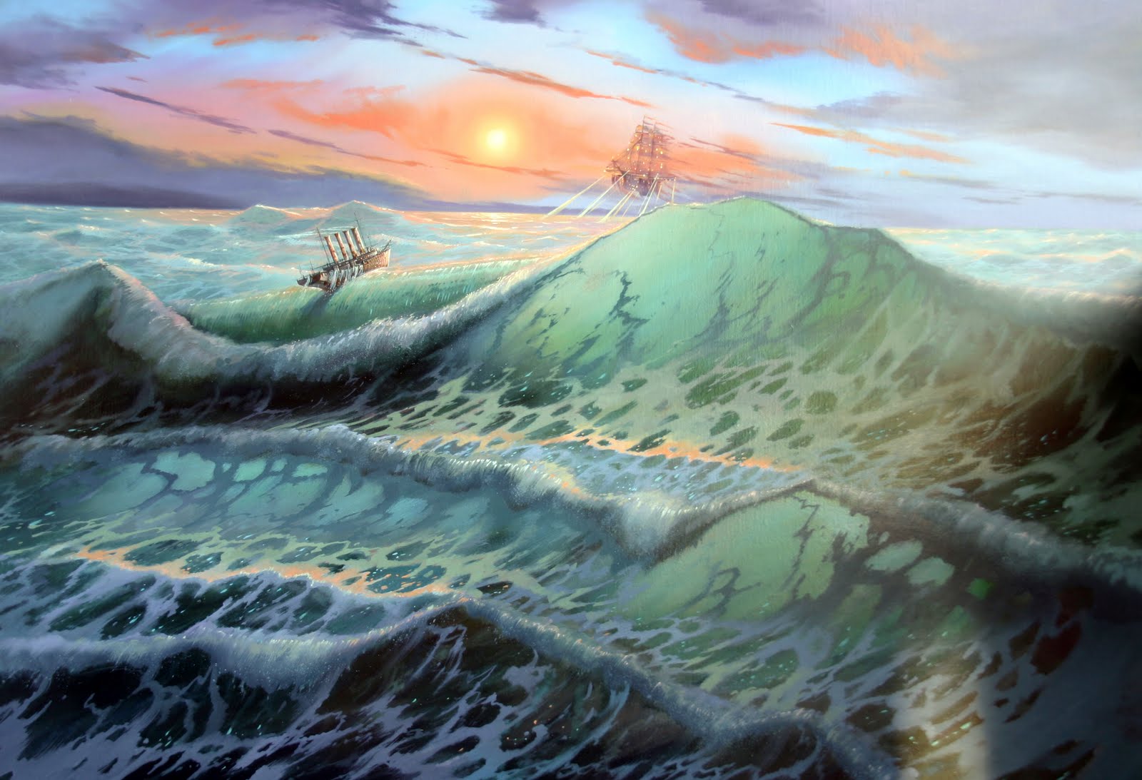 Univers de Micha Arkhipoff 40bateau sainte anna traversant une