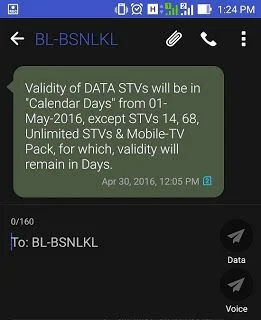 BSNL revised Data STVs validity days to Calendar days - bsnltariff.com