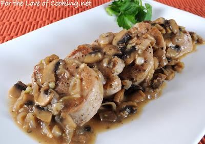 pork medallions smothered in a mushroom and shallot gravy