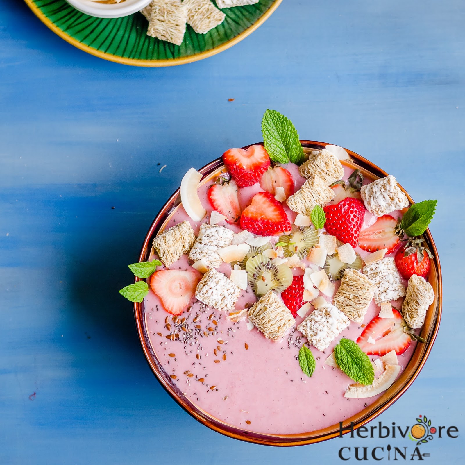 Herbivore Cucina Vegan Strawberry + Cereal Smoothie Bowl
