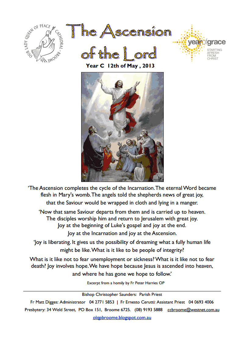 The Peaceful Dove Parish Bulletin Ascension Sunday