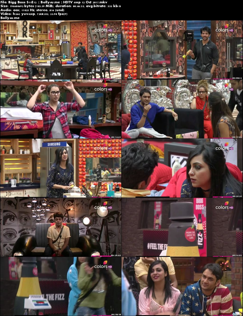 Bigg Boss S11E12 HDTV 480p 150MB 12 Oct 2017 Download