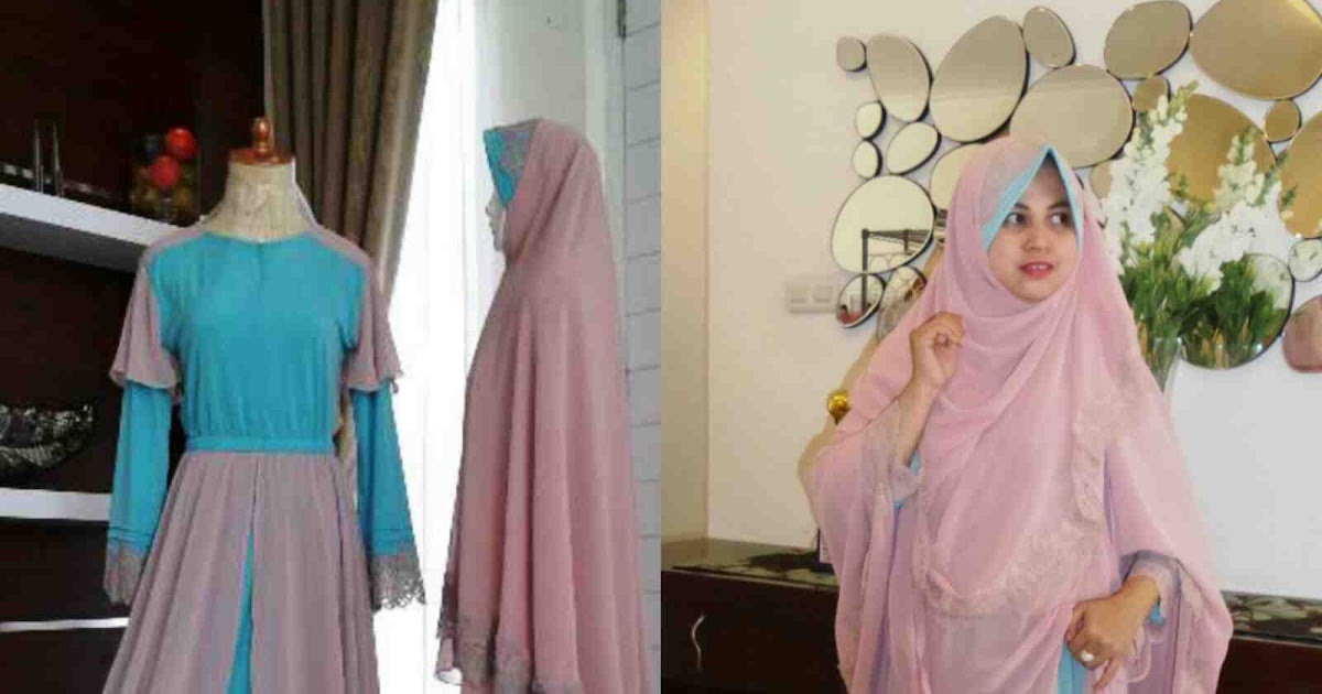 gamis orang tua pengantin warna navy bermotif