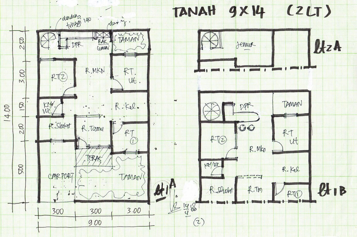 Desain Gambar Denah Rumah Lebar 8m Tampak Menarik 4 Coreldraw