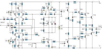 1400W amplifier schematics circuit