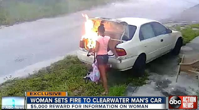 Woman arrested & charged with arson after setting ablaze car she assumed belonged to her ex boyfriend