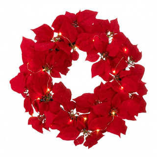 Fairy Lights Poinsettia Wreath - Giftspiration