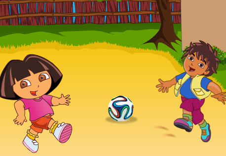 Dora And Diego Playing Football