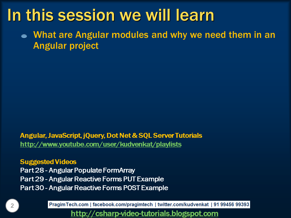 Sql server and c video tutorial angular modules explained slides