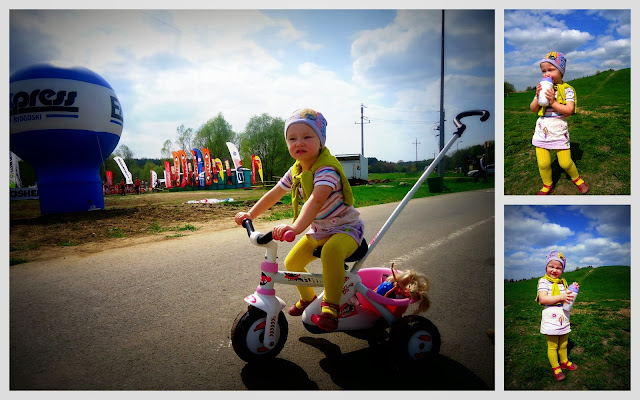 Rajd rowerowy w Myślęcinku maj 2013 i najmłodsza uczestniczka na Smoby First BIke