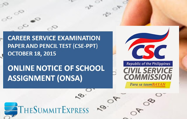 School Assignment (ONSA) for October 2015 civil service exam