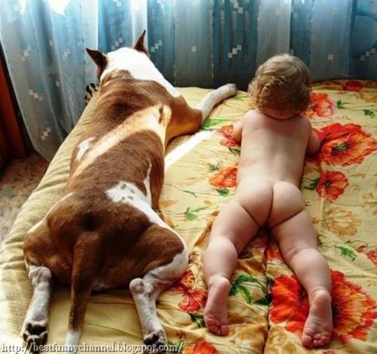 Very fanny baby and dog.