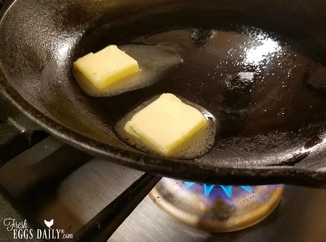 melting butter in cast iron skillet