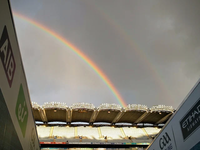 Rainbow over Croke Park stadium in Dublin, Ireland