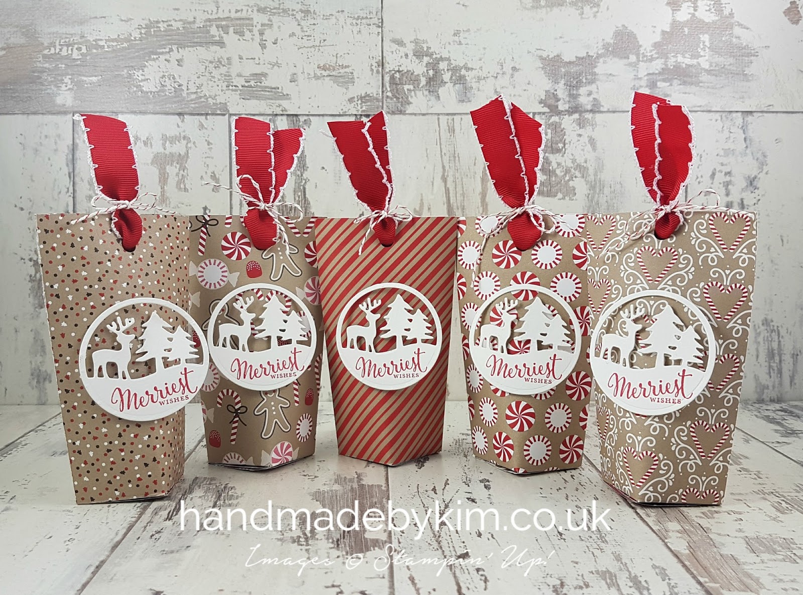 Christmas Treat Bags using 6" x 6" Candy Cane Lane Designer Series Paper by Stampin' Up!