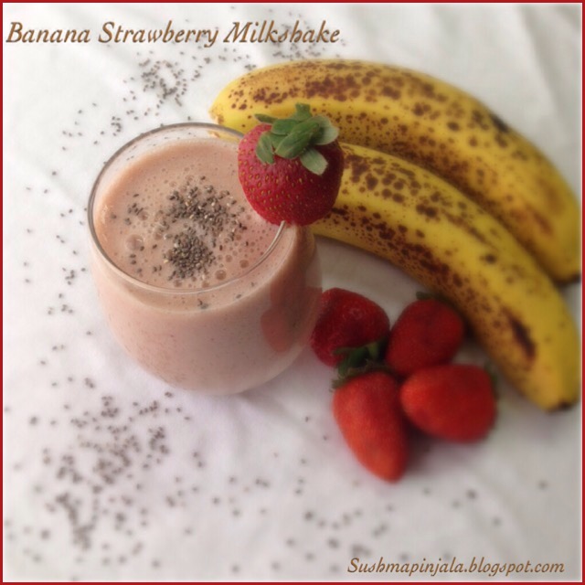 Banana Strawberry Milkshake From Sushma's Kitchen