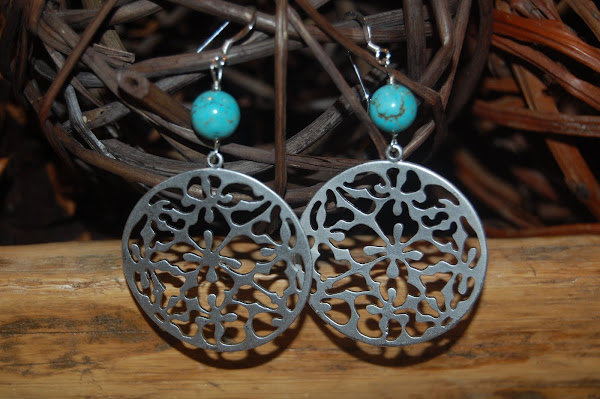 Silver Medallion Earrings with Turquoise