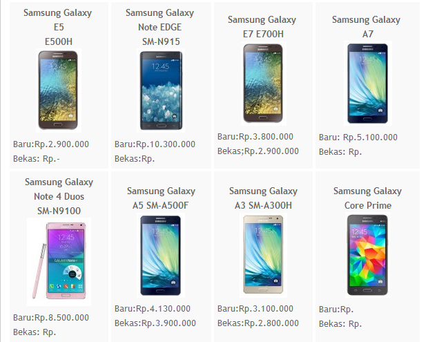  Daftar  Harga  Smartphone Samsung  Galaxy Android Terbaru 