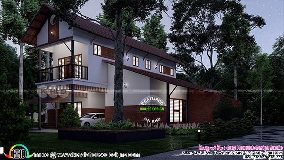 Night view of 4 bedroom Kerala tharavadu house rendering Night view of 4 bedroom Kerala tharavadu house rendering