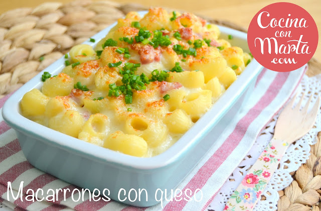 macarrones con queso y bacon, receta casera de pasta, Cocina con Marta. Fácil, rápido, sencillo. Comida para niños.