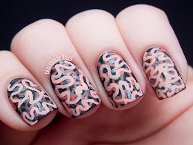 Matte Brain Nail Art by @chalkboardnails