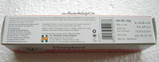 Himalaya Herbals Acne -n- Pimple Cream Review ,price India