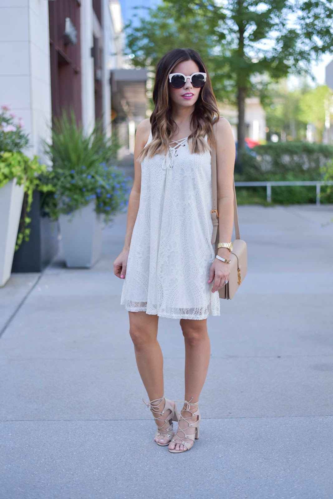 Lace up shift dress