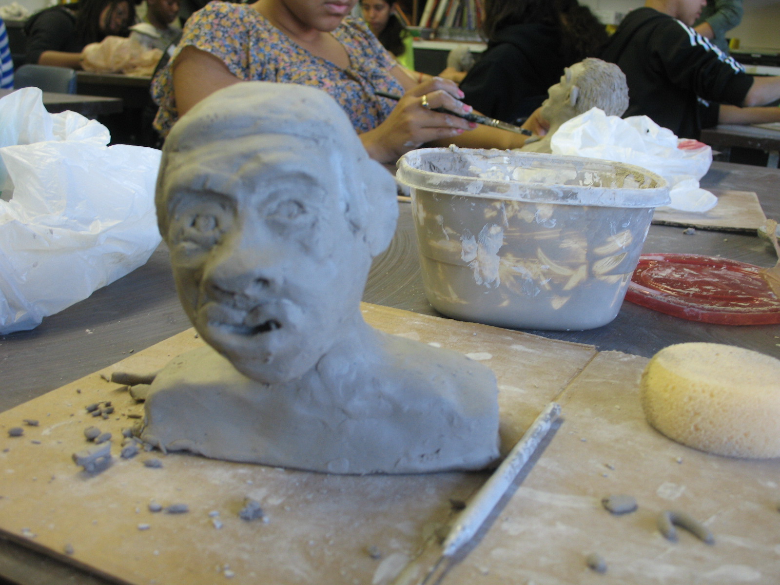 Lane Tech Art Studio Clay Busts of Famous People