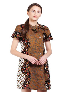 Dress Batik Modern Kombinasi Brokat