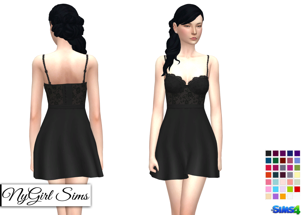 Cc For The Sims 4 Nygirlsims Lace Corset Flare Dress Solids And - Vrogue